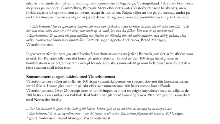 Eleonora Lindströms ”misstag” blev en succé –  Västerbottensost firar 100 år 17 september