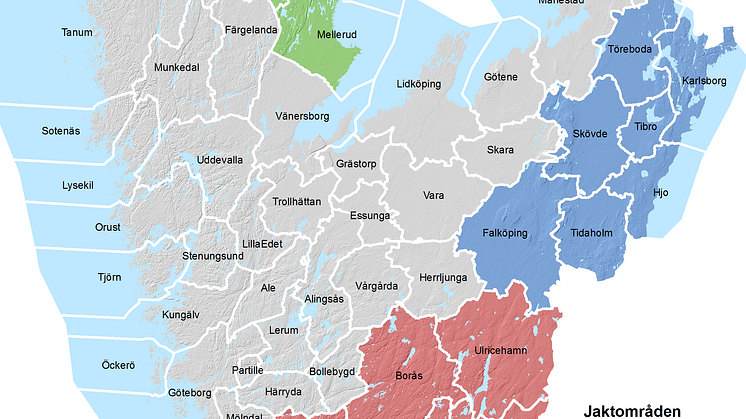 Jaktområden för lodjur 2019.
