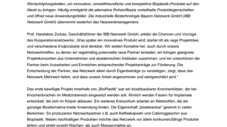 Kooperationsnetzwerk „BioPlastik“ investiert langfristig in clevere Produktlösungen