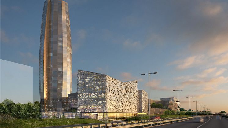 Förslag från Serneke, ÅWL Arkitekter, People Like Us och Urban Responsibility – Sollentuna indoor Beach and Sport Tower