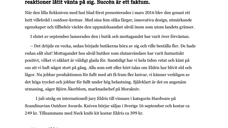 Eldris slutsåld på en vecka