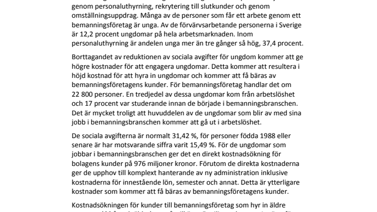 981 miljoner kronor dyrare att hyra in ungdomar och äldre
