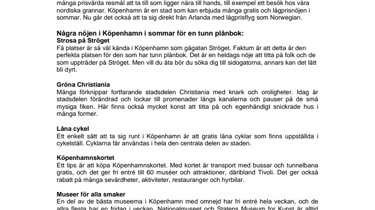 Sommarnöjen i Köpenhamn för tunna plånböcker 