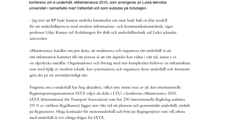 Oljekatastrofer kan undvikas med bra e-underhåll