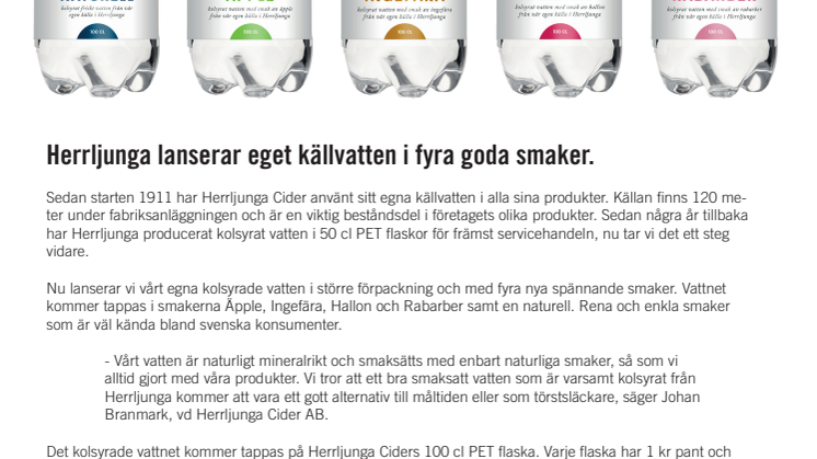 Herrljunga lanserar eget källvatten i fyra goda smaker