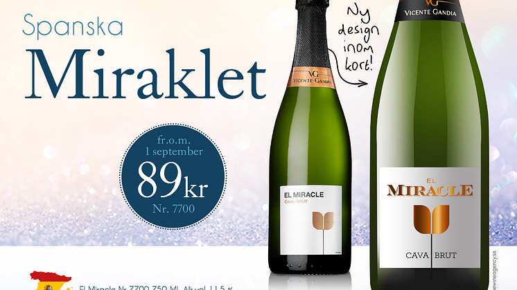 Ny design på El Miracle Cava Brut från Vicente Gandía