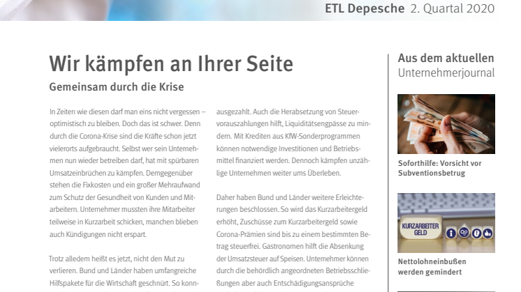 ETL-Depesche 2. Quartal 2020