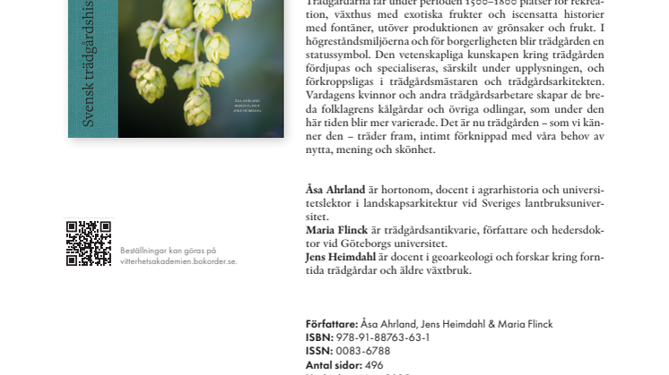 Ny bok Svensk trädgårdshistoria 1500 till 1800