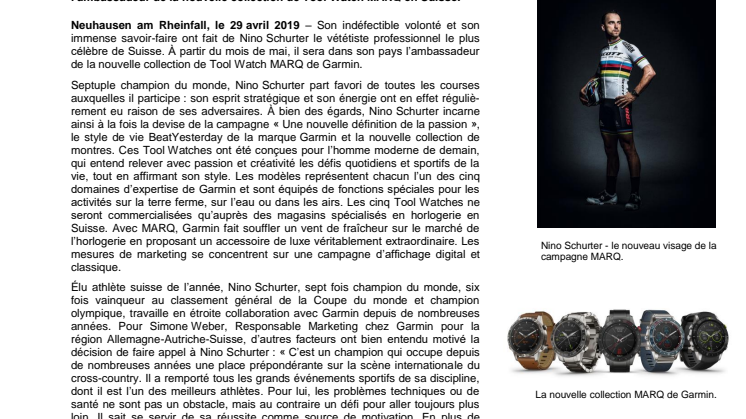 Nino Schurter : le visage de la nouvelle collection de montres Garmin en Suisse
