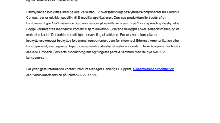 Overspændingsbeskyttelse til E-mobility