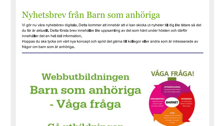Nyhetsbrev - Barn som anhöriga