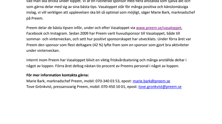 Preem bjuder på bästa tipsen för ett lyckat Vasalopp