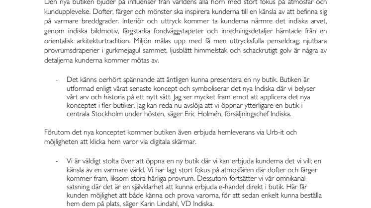 Indiska öppnar ny konceptbutik vid Stureplan