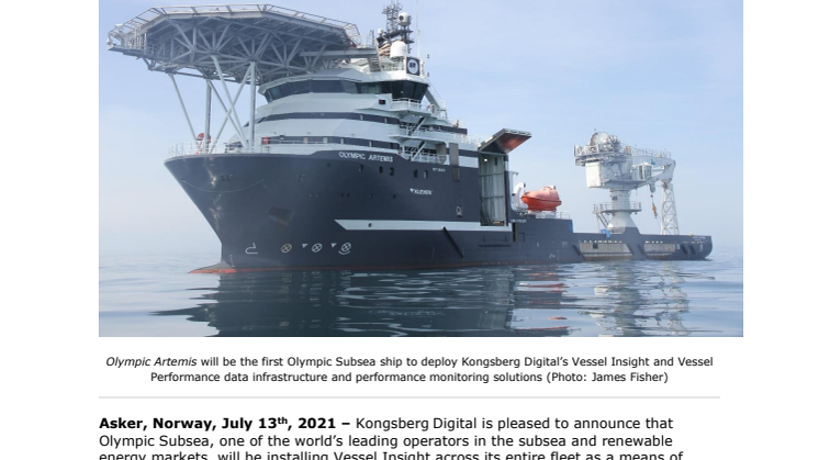 Olympic Subsea to deploy Vessel Insight across its fleet