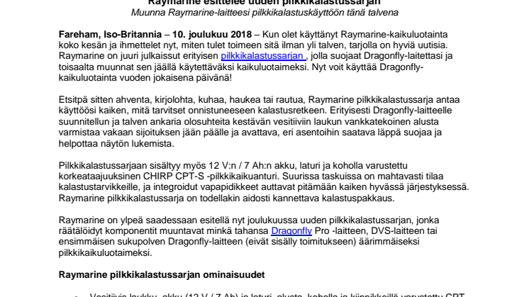 Raymarine esittelee uuden pilkkikalastussarjan