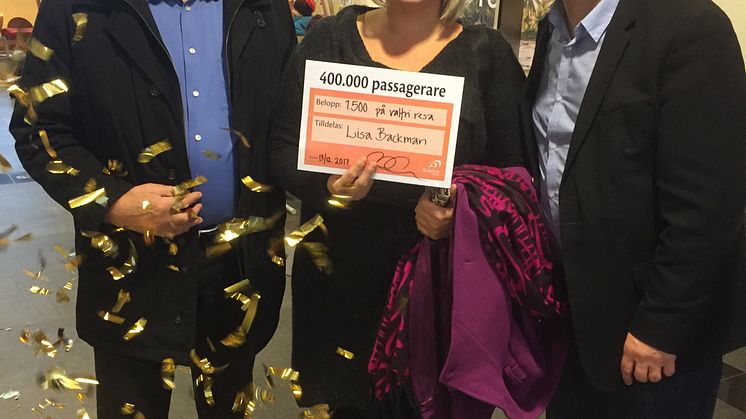 F.h. Bert Öhlund, Styrelseordförande Skellefteå Airport, Lisa Backman, Robet Lindberg, vd Skellefetå Airport.