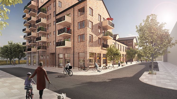 VY över kvarter C i etapp 3, Årstafältet. Bild: BAU