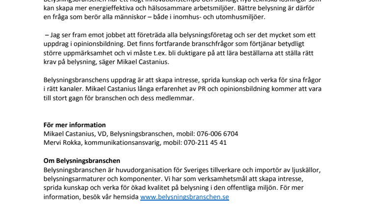 Ny VD för Belysningsbranschen ska sätta ljus på branschens snabba utveckling