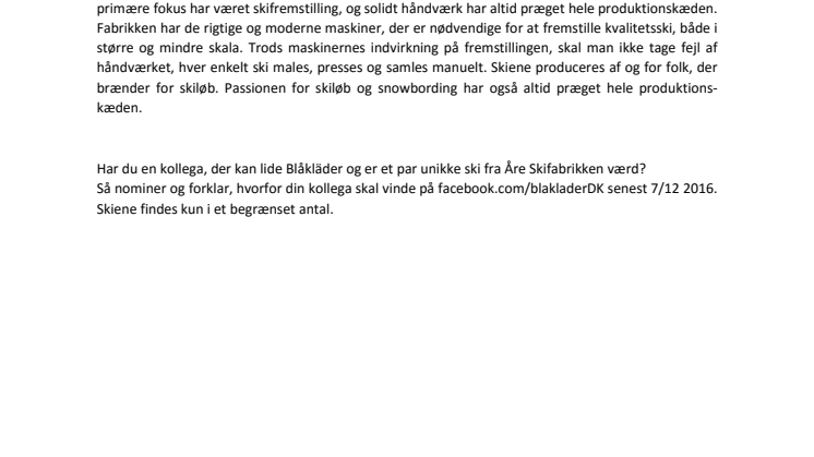 BLÅKLÄDER LAVER LIMITED EDITION SKI SAMMEN MED ÅRE SKIFABRIK