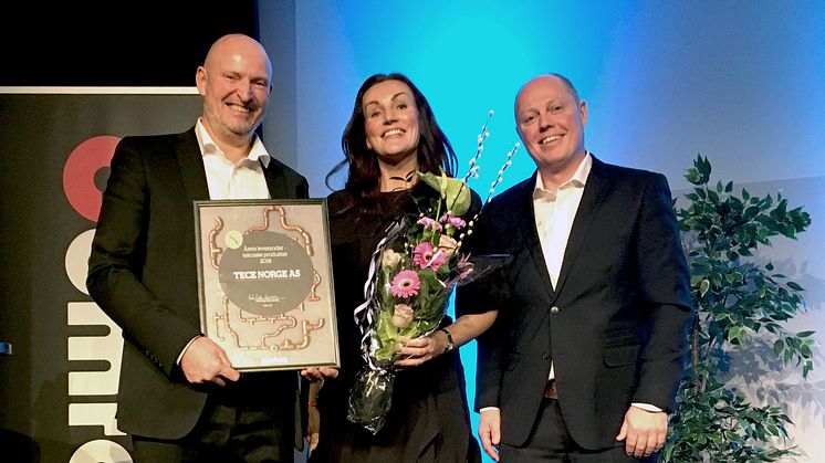 Comfort-kedjan i Norge gav utmärkelsen "Årets tekniska leverantör" till TECE Norge 