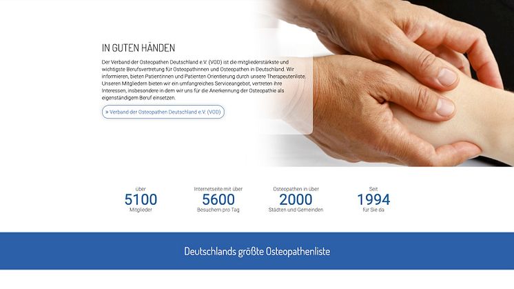 Informationen rund um die Osteopathie haben 2020 ca. 2,4 Mio. Menschen auf osteopathie.de gefunden.