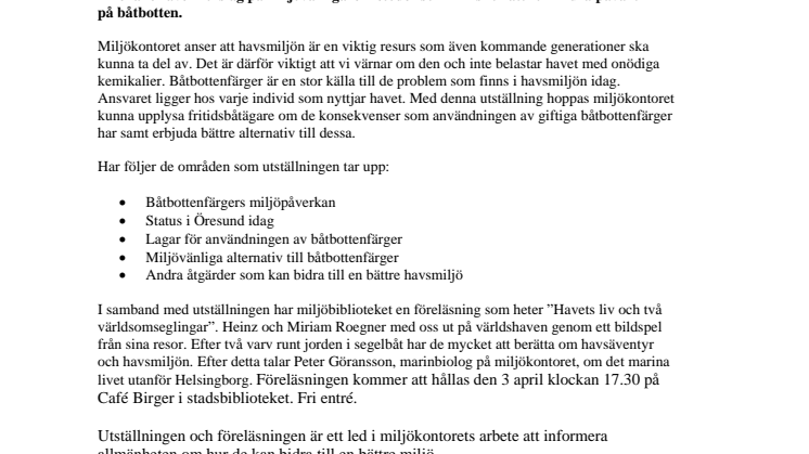 Miljökontoret informerar om båtbottenfärger