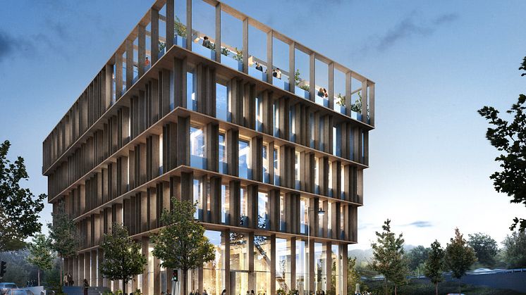 Trähuset Nodi i Nya Hovås blir en signaturbyggnad och entré för hela stadsdelen. Ritat av White Arkitekter.