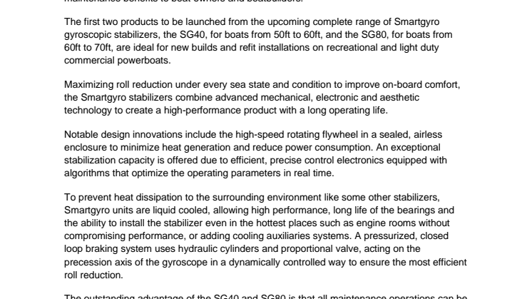 Smartgyro Introduces SG40 and SG80 Gyro Stablizers