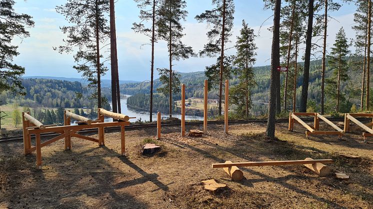 Ett utegym i Näsåker, Höga Kusten, är ett inspirerande exempel på hur platser för välbefinnande och hälsa kan utformas integrerat i naturen. Fotograf: Olof Flemström, Naturlig Rörelse Sverige AB
