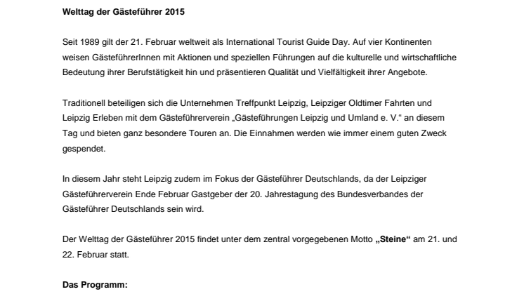 Welttag der Gästeführer 2015