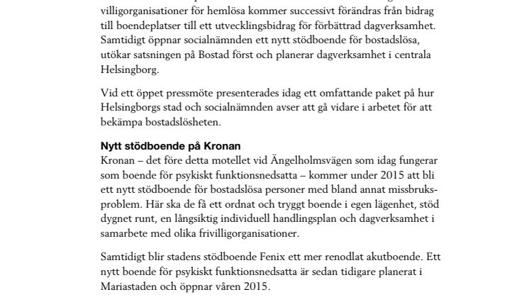 Socialnämnden tar ett helhetsgrepp kring arbetet mot bostadslöshet