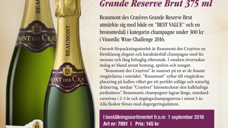 Prisbelönt Champagne –nu även på halvflaska!