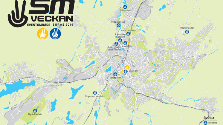 Karta över eventområde för SM-veckan Borås 2014