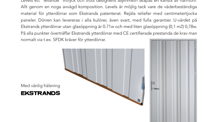 Ekstrands lanserar ny ytterdörrmodell: Levels 200