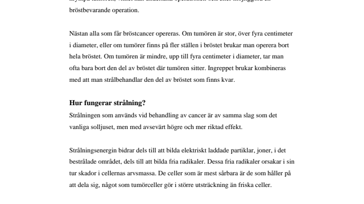 Fakta om strålbehandling av bröstcancer