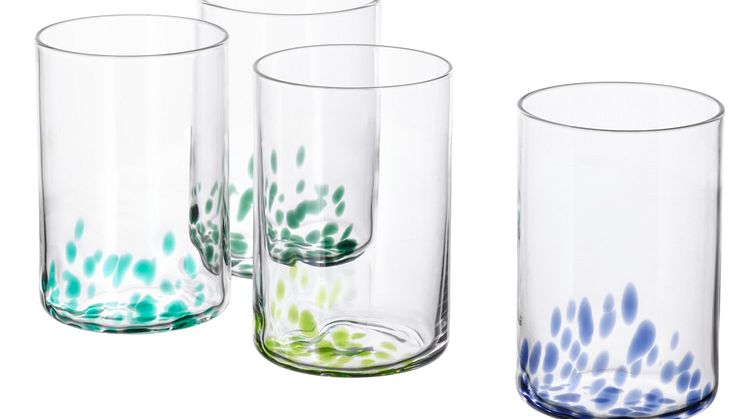 ÖMSESIDIG glas 50 cl klart glas forskelligt farvet 4stk 139 DKK