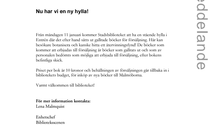 Stadsbiblioteket: Nu har vi en ny hylla!