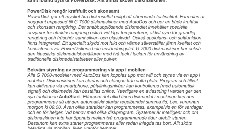 Nya Miele G 7000 diskmaskiner med PowerDisk doserar automatiskt
