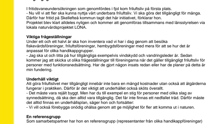 Nytt projekt till Skellefteå – Tillgängligt friluftsliv