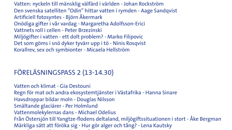 Program "världsvattendagen Aula Magna 22 mars"
