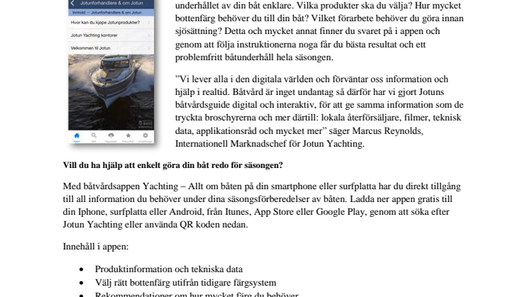 JOTUN Yachting lanserar ny båtvårdsapp