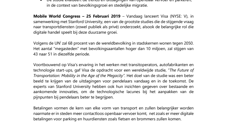 Een globale studie van Visa toont aan hoe dagelijkse trajecten verbeterd en slimmere steden gecreëerd kunnen worden