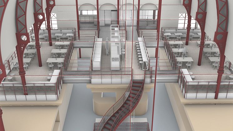 Visionsbild av den nya restauranglokalen. Bild: White Arkitekter