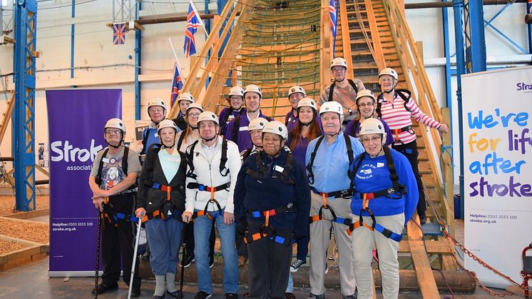 ​Stroke survivors celebrate life after stroke with 35 foot high aerial assault course
