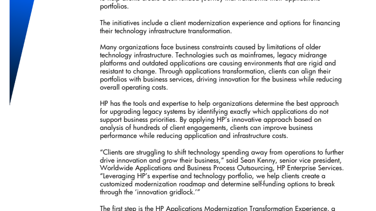 HP förenklar och förbättrar tillväxt och innovation genom Applications Transformation 