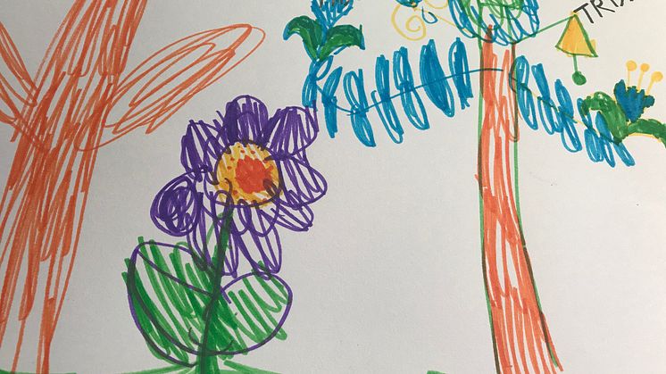 När förskolebarnen på Gustaf Dalénsgatan 7d på Hisingen, Göteborg fick rita vad de önskade sig till gården var kreativiteten på topp. Teckningar med allt från spöken och blommor till affärer fanns med bland förslagen. 