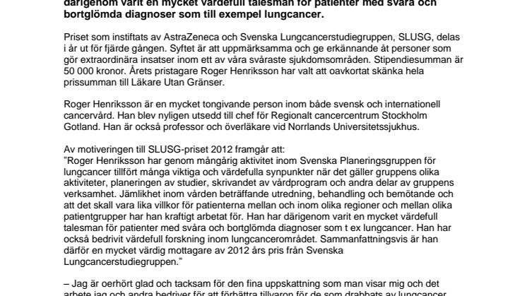 Roger Henriksson är årets SLUSG-pristagare 