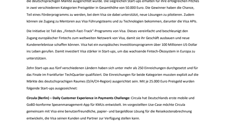 Weltweites Start-up-Programm: Circula und MotionTag gewinnen Visa’s Everywhere Initiative D/A/CH