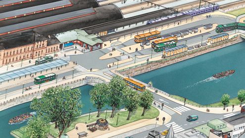 Ny cykelbana vid Centralplan byggs, cykelparkeringen flyttas