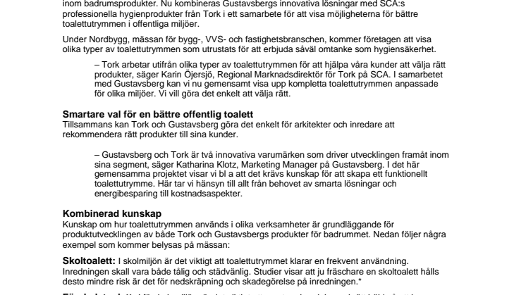 Gustavsberg och Tork samarbetar om toaletter i offentlig miljö